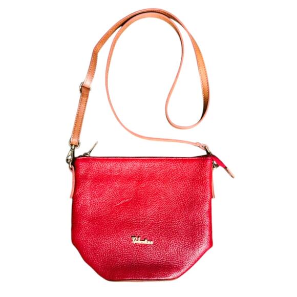 Valentina Red Crossbody Leather Bag Purse